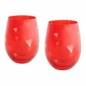 Etched Heart Stemless Wine Glass 18 fl oz